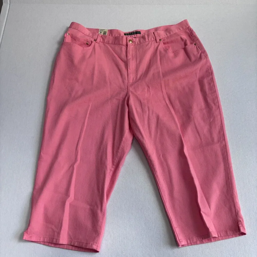 Ralph Lauren Jeans Co. Denim Capri Women's 22W Pink Casual Stretch Preppy NWT